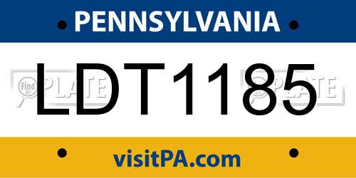 LDT1185 Pennsylvania License Plate
