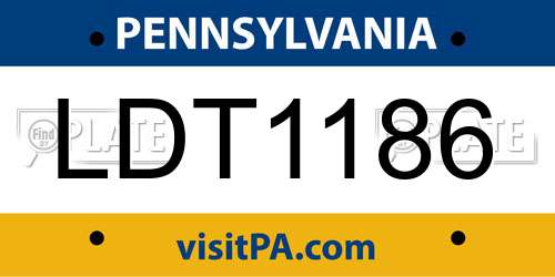 LDT1186 Pennsylvania License Plate