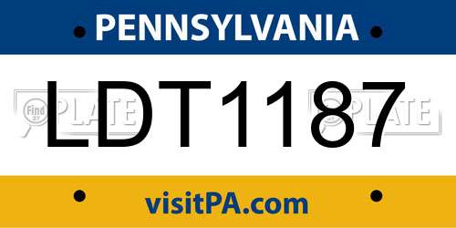 LDT1187 Pennsylvania License Plate