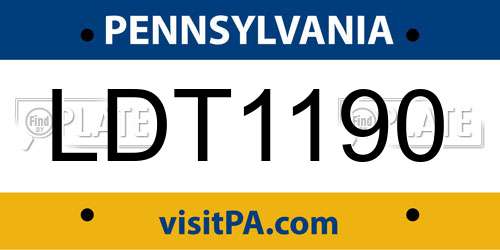 LDT1190 Pennsylvania License Plate