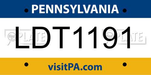 LDT1191 Pennsylvania License Plate