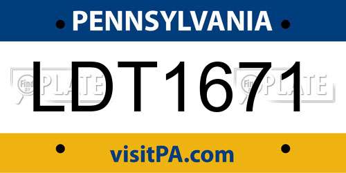 LDT1671 Pennsylvania License Plate