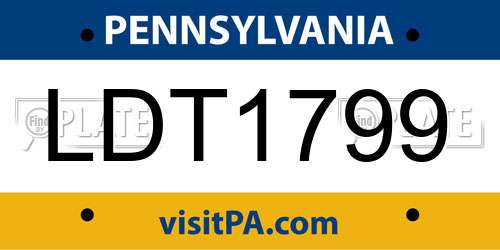 LDT1799 Pennsylvania License Plate