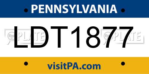 LDT1877 Pennsylvania License Plate