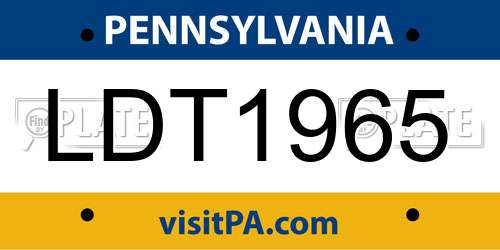 LDT1965 Pennsylvania License Plate