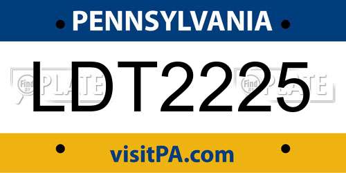 LDT2225 Pennsylvania License Plate