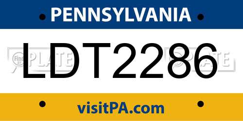 LDT2286 Pennsylvania License Plate