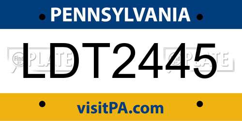 LDT2445 Pennsylvania License Plate