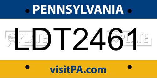 LDT2461 Pennsylvania License Plate