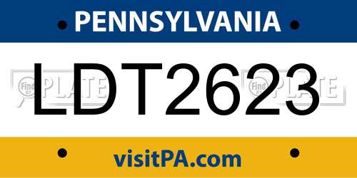 LDT2623 Pennsylvania License Plate