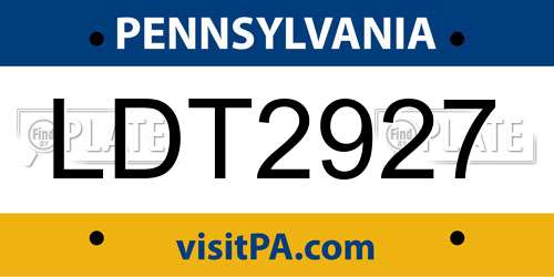 LDT2927 Pennsylvania License Plate