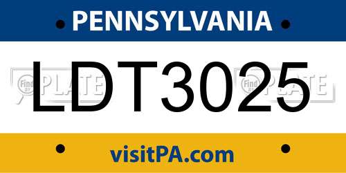 LDT3025 Pennsylvania License Plate