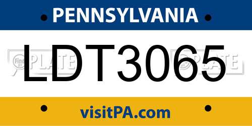 LDT3065 Pennsylvania License Plate