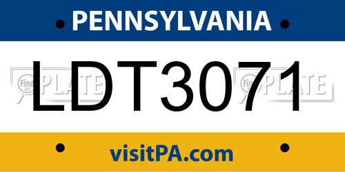 LDT3071 Pennsylvania License Plate