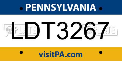 LDT3267 Pennsylvania License Plate