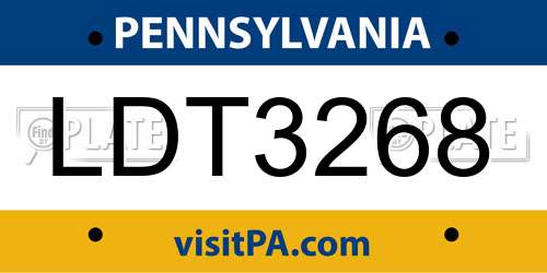LDT3268 Pennsylvania License Plate