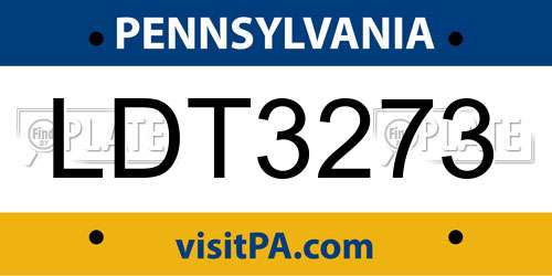 LDT3273 Pennsylvania License Plate
