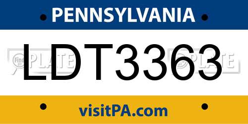 LDT3363 Pennsylvania License Plate