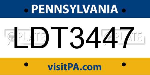 LDT3447 Pennsylvania License Plate