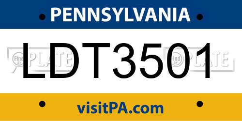 LDT3501 Pennsylvania License Plate