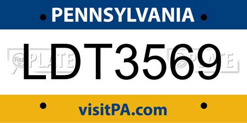 LDT3569 Pennsylvania License Plate
