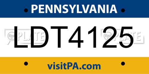 LDT4125 Pennsylvania License Plate