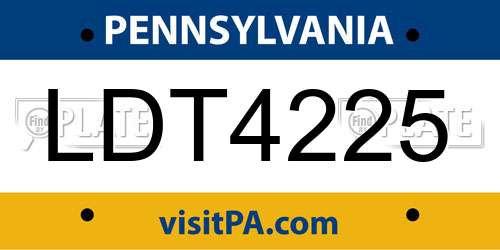 LDT4225 Pennsylvania License Plate