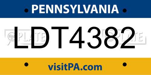 LDT4382 Pennsylvania License Plate