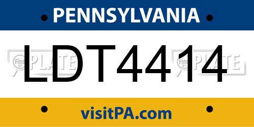 LDT4414 Pennsylvania License Plate