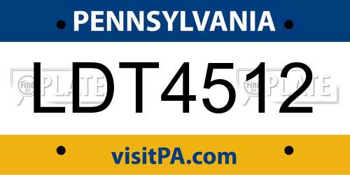 LDT4512 Pennsylvania License Plate
