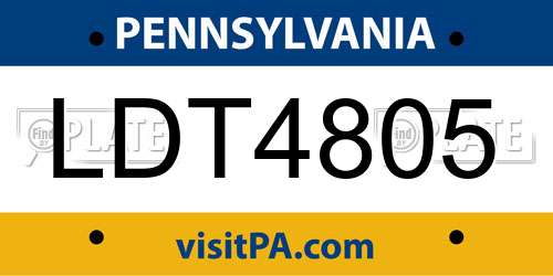 LDT4805 Pennsylvania License Plate