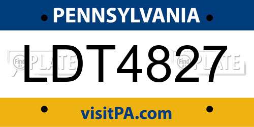 LDT4827 Pennsylvania License Plate