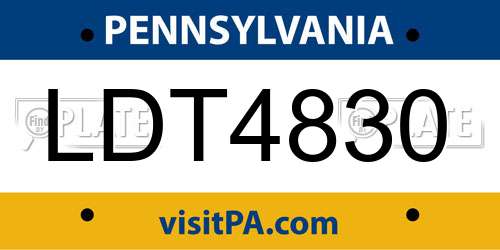 LDT4830 Pennsylvania License Plate