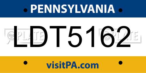 LDT5162 Pennsylvania License Plate