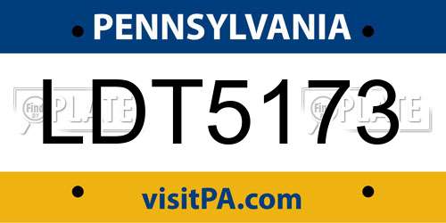 LDT5173 Pennsylvania License Plate