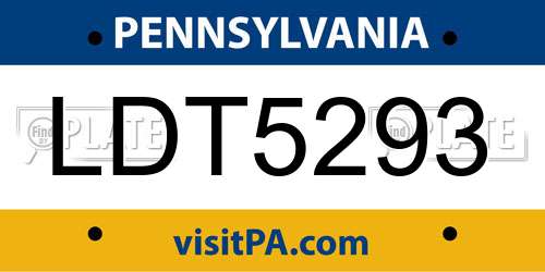LDT5293 Pennsylvania License Plate