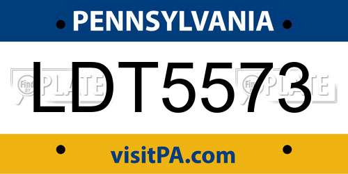 LDT5573 Pennsylvania License Plate