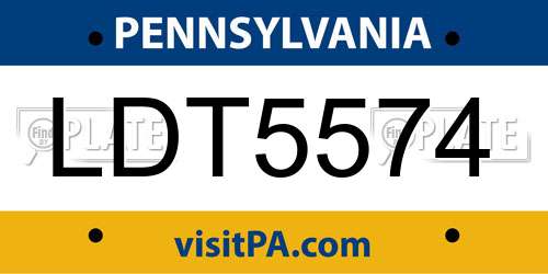 LDT5574 Pennsylvania License Plate