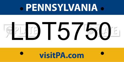 LDT5750 Pennsylvania License Plate