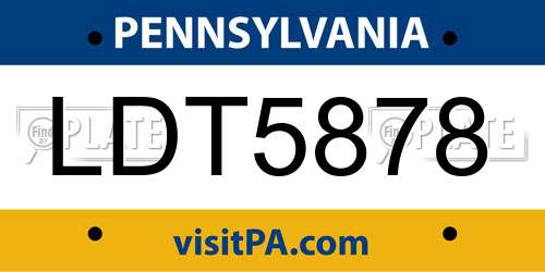 LDT5878 Pennsylvania License Plate