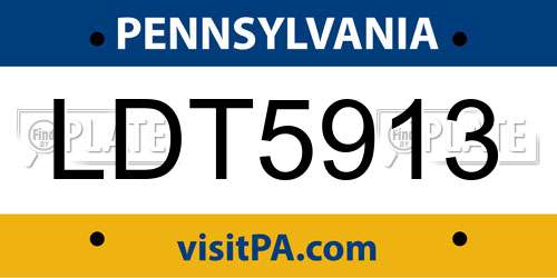 LDT5913 Pennsylvania License Plate