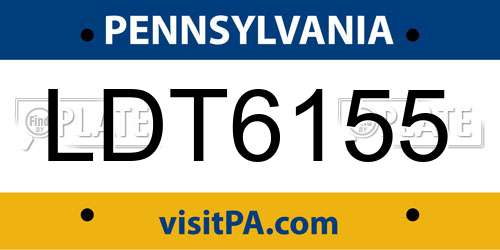 LDT6155 Pennsylvania License Plate