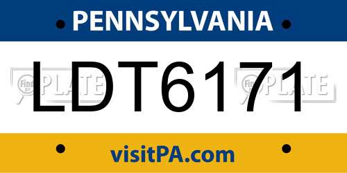 LDT6171 Pennsylvania License Plate