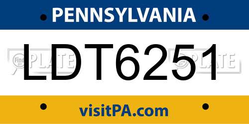 LDT6251 Pennsylvania License Plate