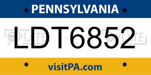 LDT6852 Pennsylvania License Plate