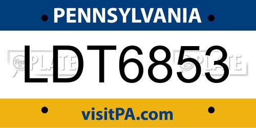 LDT6853 Pennsylvania License Plate