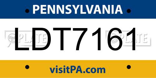 LDT7161 Pennsylvania License Plate