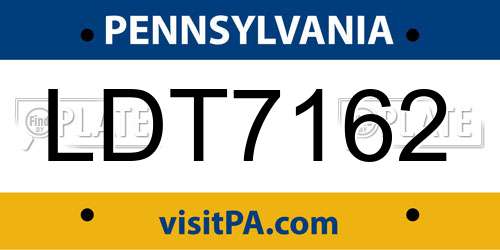 LDT7162 Pennsylvania License Plate
