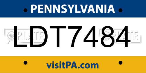 LDT7484 Pennsylvania License Plate