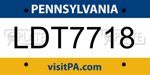 LDT7718 Pennsylvania License Plate